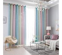 Stars Blackout Curtains for Girls Bedroom 1 Panel Colorful Star Cutout Double Layer Star Window Curtain Decor for Kids Bedroom, Living Room, Nursery Room (Blush Pink, W53" x L63")