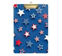 Stars Blue Clipboard Acrylic Cute Clip Boards Letter Size Clipboards with Low Profile Metal Clip for Nurses, Lawyers, Doctor Offices