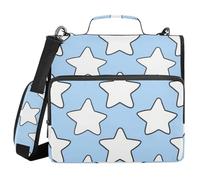 Stars Blue Minimalist 3 Rings Binder Organizer with Handle and Removable Shoulder Strap Laege Capacity Portable Portfolio for Middle Student