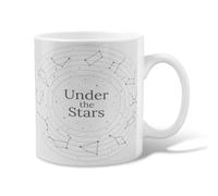 Stars Ceramic Coffee Mug, Modern Minimalistic Constellations Circles None White Novelty Hot Chocolate Mug with Handle Ideal for Friends Family Coworkers Teachers Couples Employees 11 Oz