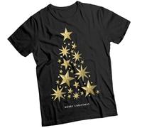Stars Christmas T-Shirt Golden Star Tree Mens and Womens Tee #MC 5-6 Years