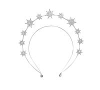 Stars Crystal Headband, Halo Crown Shiny Silver Headpiece, Rhinestone Bridal Wedding Hair Accessories for Women Girls (Silver)