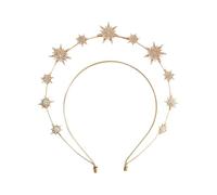 Stars Crystal Headband, Halo Crown Shiny Silver Headpiece, Rhinestone Bridal Wedding Hair Accessories for Women Girls (Golden)