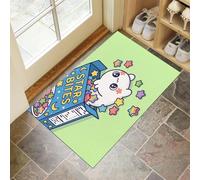 Stars Cute Ghosts Doormat - Non-slip Washable Doormat, Heavy Duty Dirt Trapper, Fun Cartoon Style Floormat for Indoor/Ourdoor Use, Front Entrance and Kitchen 40 x 60 cm, Mint Green