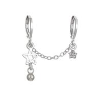 Stars Dangle Earrings for Women Dainty Cz Flat Back Earrings Cubic Zirconia Cartilage Hypoallergenic Cute Two Small Star Piercing Earrings Jewelry, Middle, Metal, No Gemstone