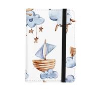 Stars Dangling from Clouds Passport Cover, Pu Leather Travel Document Wallet, Gifts for Travel, Holiday Essentials, Holiday Ducument Holder for Passports Tickets Money Boarding Passes, ID Card Cover