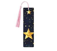 Stars Eastern Pattern 5 Pc Artistic Bookmark Set for Women, Tassel Wooden Bookmarks Study Supplies