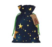 Stars Eastern Pattern Print Christmas Gift Bag, Drawstring Christmas Bags Reusable Gift Bags With Name Tags