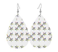 Stars Eastern Stars Ladies Leather Earrings Teardrop Drop Print Earrings Fashion Lightweight Daily Wear Party Date