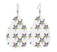 Stars Eastern Stars Piercing Teardrop Earrings Set Trendy Faux Leather For Women Girls Birthday Xmas Jewelry Gift