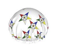 Stars Eastern Stars Print Large Waterproof Shower Bonnet For Women Long Hair, Washable Elastic Band Bath Hair Hat