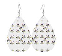 Stars Eastern Stars Prints Leather Teardrop earrings Pendant Stylish and light Lightweight Dangle for Women Girls, One Size, Leather, No Gemstone
