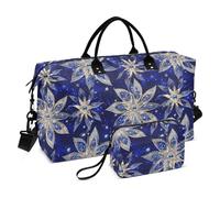 Stars Glittering Royal Blue Travel Duffel Bags Large Carry On Bag Travel Tote Gym Bag with Toiletry Bag for Sports Foldable