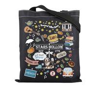 Stars Hollow Inspired Tote Bag TV Show Merch Dragonfly Inn Shopping Bag Lorelei Rory Fans Gift Lukes Diner Gift (Stars 1779 BLK)