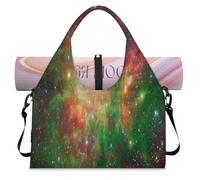 Stars in Deep Nebula Space Sports Duffle Bag with Shoe Compartment Nebula Weekend Overnight Bags Tote Cabin Luggage Bag for Gym Yoga Travel