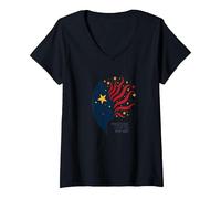 Stars in My Eyes, Stripes On My Mind V-Neck T-Shirt, Women, Black, XXL