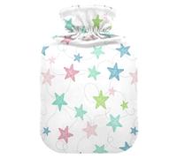 Stars Lines White Pattern Hot Water Bottle with Cover for Pain Relief Hot Bottle Water Bag for Headaches Back Pain, 2L