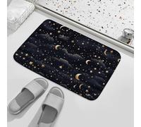Stars Moon Bath Rug Coral Velvet Bathroom Mat Non Slip Absorbent Shower Rug Soft Indoor Entrance Floor Mat Kitchen Area Carpet Modern Door Mats for Home Bedroom 15.7"x23.6"