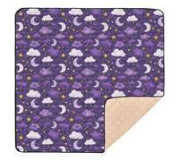 Stars Moon Cloud Design Amethyst Cute Foldable Baby Gym & Activity Mat for Indoor Outdoor Water Resistant Playroom Activity Mat for Babies Infants Toddlers, 50'' x 50''