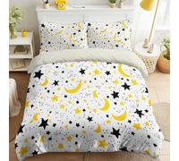 Stars, Moon, Night Sky Celestial Bodies Printed Duvet Cover Set 53" x 79" (135 x 200 cm) Microfibre Soft Quilt Covers Easy Care Modern Minimalist Art, Nordic Neutral Style Bedding Sets