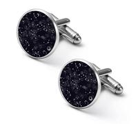 Stars Moon Planet Space Galaxy Universe Pattern Round Cufflinks, Tuxedo Shirt Cufflink for Groom Husband Father Boyfriend Gift