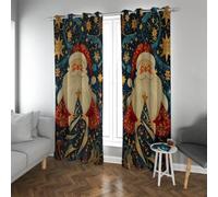 Stars Night Sky Blackout Thermal Curtains with Eyelet Christmas Tree and Santa Claus Window Curtains Energy Saving for Living Room 2 Panels (each W46xL54in)