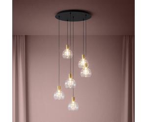 Stars of Light LED hanging light, Terque, brass, Ø 54 cm, 6-bulb
