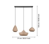 Stars of Light Torremolinos pendant light, beige, 93 cm, 3-bulb