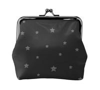 Stars On Black Background, PU Leather Coin Purse, Small Wallets, Change Pouch with Kiss Lock Clasp Buckle, Change Purse