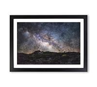 Stars Over Telescopes in Las Palmas Painting Framed Print | A2 Black Framed Wall Art | Ready to Hang | Modern Space Picture | Living Room Bedroom Lounge Office