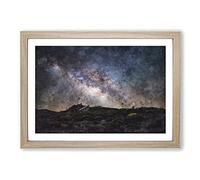 Stars Over Telescopes in Las Palmas Painting Framed Print | A2 Oak Framed Wall Art | Ready to Hang | Modern Space Picture | Living Room Bedroom Lounge Office
