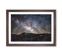 Stars Over Telescopes in Las Palmas Painting Framed Print | A2 Walnut Framed Wall Art | Ready to Hang | Modern Space Picture | Living Room Bedroom Lounge Office