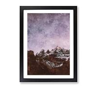 Stars Over The Dolomites In Italy Painting Modern Framed Print | A3 Black Framed Wall Art | Ready to Hang | Modern Space Picture | Living Room Bedroom Lounge Office