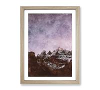 Stars Over The Dolomites In Italy Painting Modern Framed Wall Art Print, Ready to Hang Picture for Living Room Bedroom Home Office Décor, Oak A2 (64 x 46 cm)