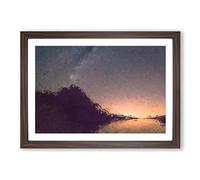Stars Over The Lake in Slovakia in Abstract Framed Print | A2 Walnut Framed Wall Art | Ready to Hang | Abstract Space Picture | Living Room Bedroom Lounge Office