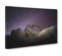 Stars Over The Rock Canvas Print | Gallery Wrapped 30mm Frame Wall Art | 20x14 inches | Ready to Hang | Abstract Space Picture | Living Room Bedroom Lounge Office