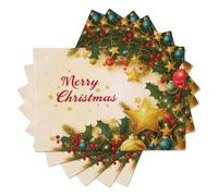 Stars Pine Needles Heat Resistant Placemats 45x30cm, Golden Washable Cotton Linen Anti-Slip Placemat Set of 4, Merry Christmas Placemats for Xmas Holiday Dinning Party Table Decor