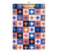 Stars Plaids Acrylic Teeth clipboard Standard Letter A4 Size Hard Board for Football Softball Coaching Gold 12x9in Tabla para escribir con Clip