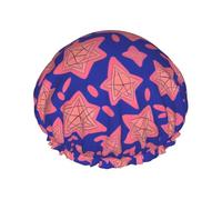 Stars Printed Pattern Print Premium Double Layer Shower Cap For Women With Reusable Shower Cap For Hair - Waterproof Plastic Cap - Shower Caps For Long, Short And Curly Hairs