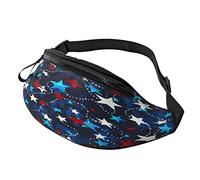 Stars Red White Blue Fanny Pack for Women Men Fashion Waist Bag Belt Bags with Adjustable Strap Casual Bum Bag for Cycling Workout Hiking Traveling Running Sport
