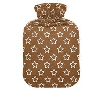 Stars Shape Brown Hot Water Bottle with Cover for Pain Relief Heating Bottles for Adults, 1L