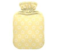Stars Shape Light Yellow Hot Water Bottle with Cover for Pain Relief Warm Water Bag for Sports Injuries, 2L