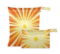 Stars Shine Red and Yellow Zippered Small Dry Bags 2 Pack Travel Essentials for Baby with Handles for Pool