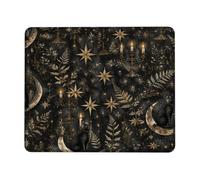 Stars Small Mouse Pad, Gothic Mystical Candle Cat Halloween Black Square Rubber Washable Portable Cloth Mousepad Idea for Home Office Desk Laptop Gamers Gift Square 8x10 Inch