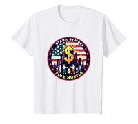 Stars, Stripes, and Side Hustle T-Shirt, Kids, White, 8 Years