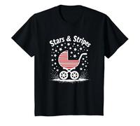 Stars, Stripes, and Stroller T-Shirt, Kids, Black, 2 Years