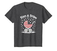 Stars, Stripes, and Stroller T-Shirt, Kids, Dark Heather Grey, 2 Years