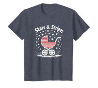 Stars, Stripes, and Stroller T-Shirt, Kids, Heather Blue, 2 Years