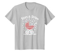 Stars, Stripes, and Stroller T-Shirt, Kids, Silver, 2 Years
