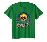 Stars, Stripes, and Sunscreen T-Shirt, Kids, Kelly Green, 3 Years